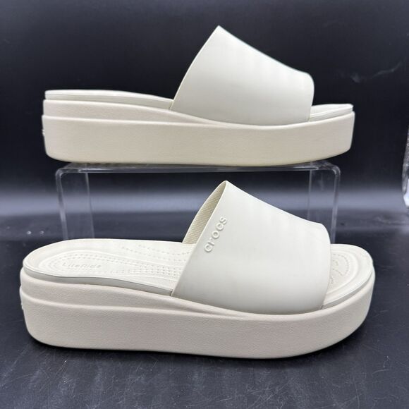 Crocs Womens Size 9 Brooklyn Slide Platform Sandal Beige - Picture 1 of 6